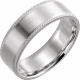 Sterling Silver 7 mm Knurled Stepped-Edge Flat Band Size 10