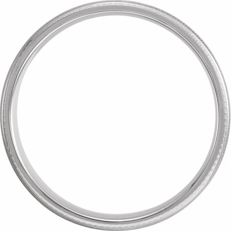 Continuum Sterling Silver 6 mm Knurled Stepped-Edge Flat Band Size 6.5