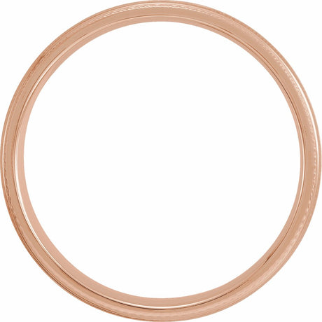 14K Rose Gold 6 mm Knurled Stepped-Edge Flat Band Size 10