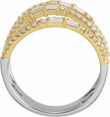 14K White/Yellow 1 CTW Natural Diamond Negative Space Ring