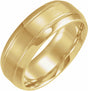 14K Yellow Gold 8 mm Beveled-Edge Grooved Comfort-Fit Half Round Band Size 10