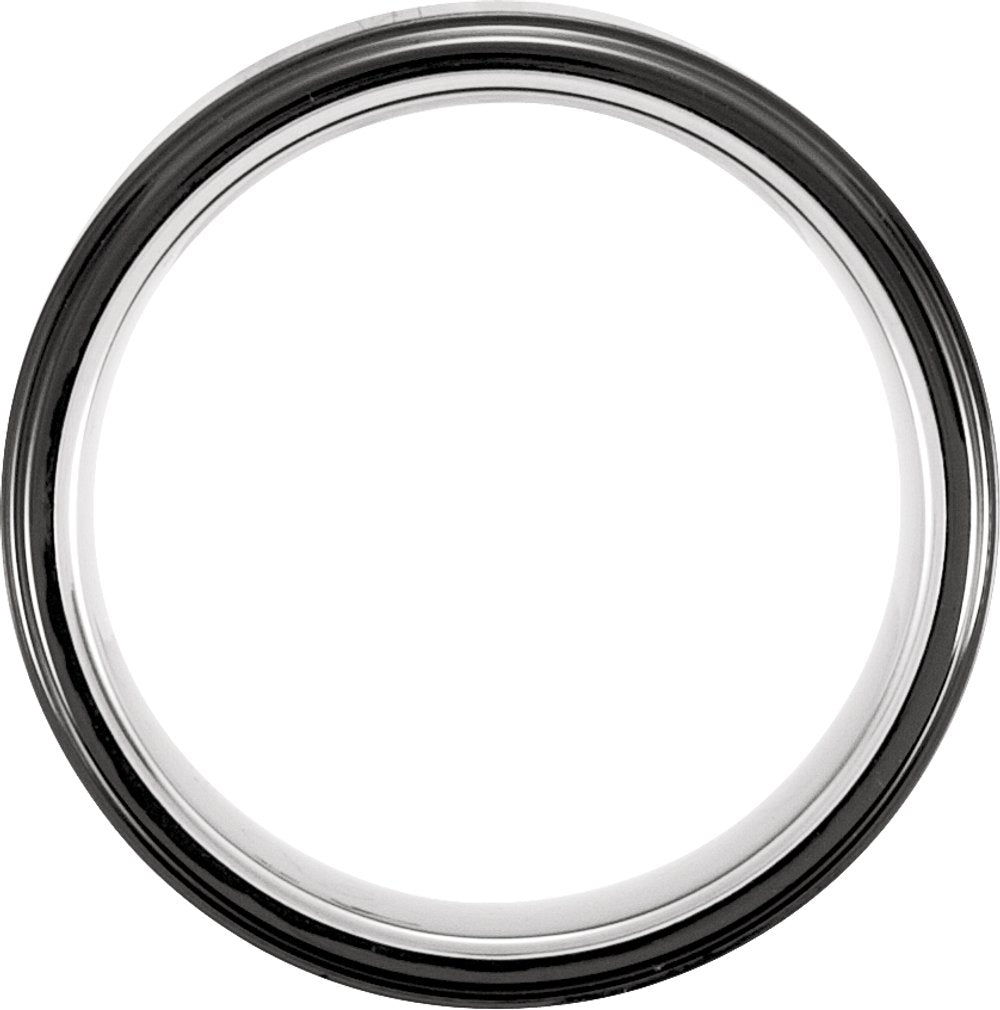 Tungsten & Ceramic Couture® 8 mm Stepped-Edge Comfort-Fit Band Size 7.5
