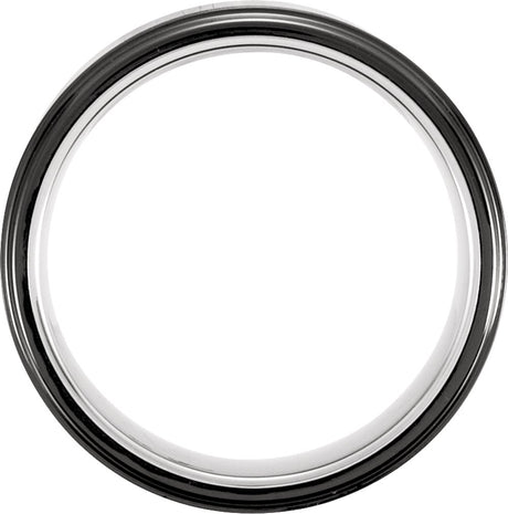 Tungsten & Ceramic Couture® 8 mm Stepped-Edge Comfort-Fit Band Size 7.5
