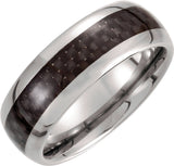 Tungsten 8 mm Carbon Fiber Inlay Comfort-Fit Half Round Band Size 11