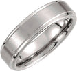 Tungsten 6 mm Stepped-Edge Inlay Comfort-Fit Band  Size 7