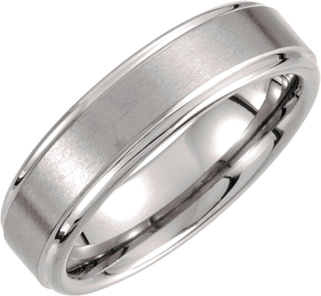 Tungsten 6 mm Stepped-Edge Inlay Comfort-Fit Band  Size 7