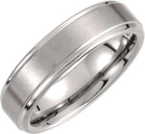 Tungsten 6 mm Stepped-Edge Inlay Comfort-Fit Band  Size 7.5
