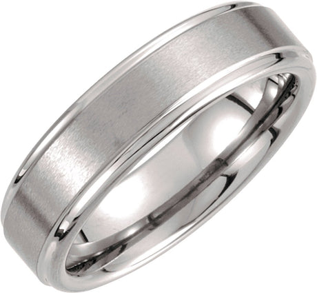 Tungsten 6 mm Stepped-Edge Inlay Comfort-Fit Band  Size 7.5