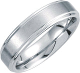 White Tungsten 6 mm Stepped-Edge Inlay Comfort-Fit Band  Size 7