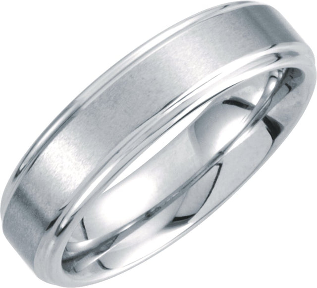 White Tungsten 6 mm Stepped-Edge Inlay Comfort-Fit Band  Size 7