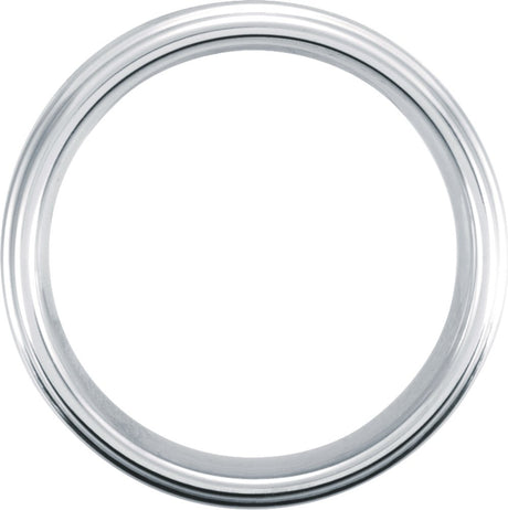 White Tungsten 6 mm Stepped-Edge Inlay Comfort-Fit Band  Size 7