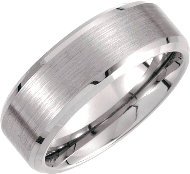 Tungsten 8 mm Beveled-Edge Band with Satin Center Size 7