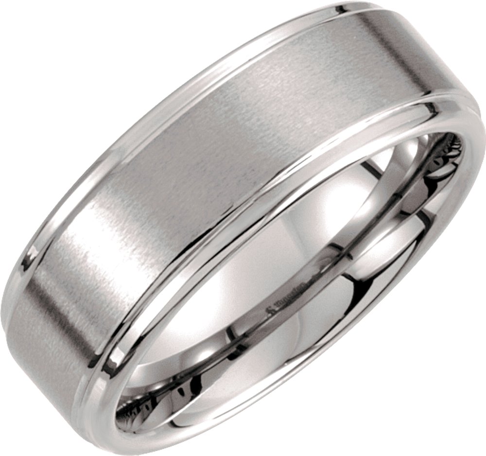 Tungsten 8 mm Rounded Edge Band with Satin Finish Size 8