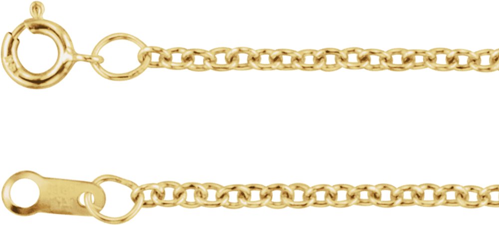 10K Yellow 1.5 mm Cable 20" Chain