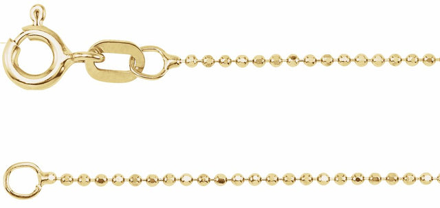 14K Yellow 1 mm Diamond-Cut Bead 16" Chain