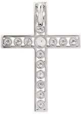 14K White Gold 3/4 CTW Natural Diamond Cross Pendant
