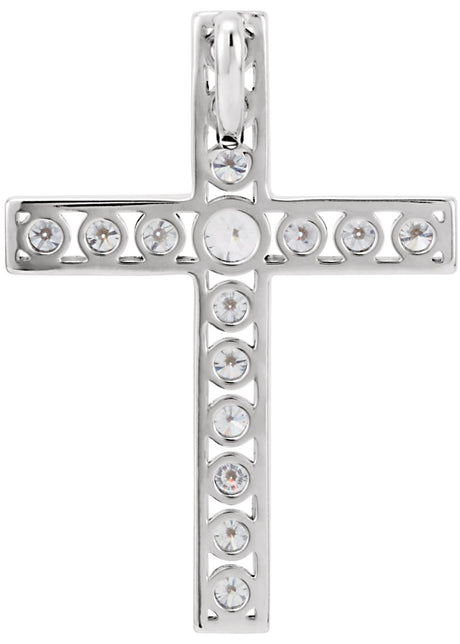 14K White Gold 3/4 CTW Natural Diamond Cross Pendant