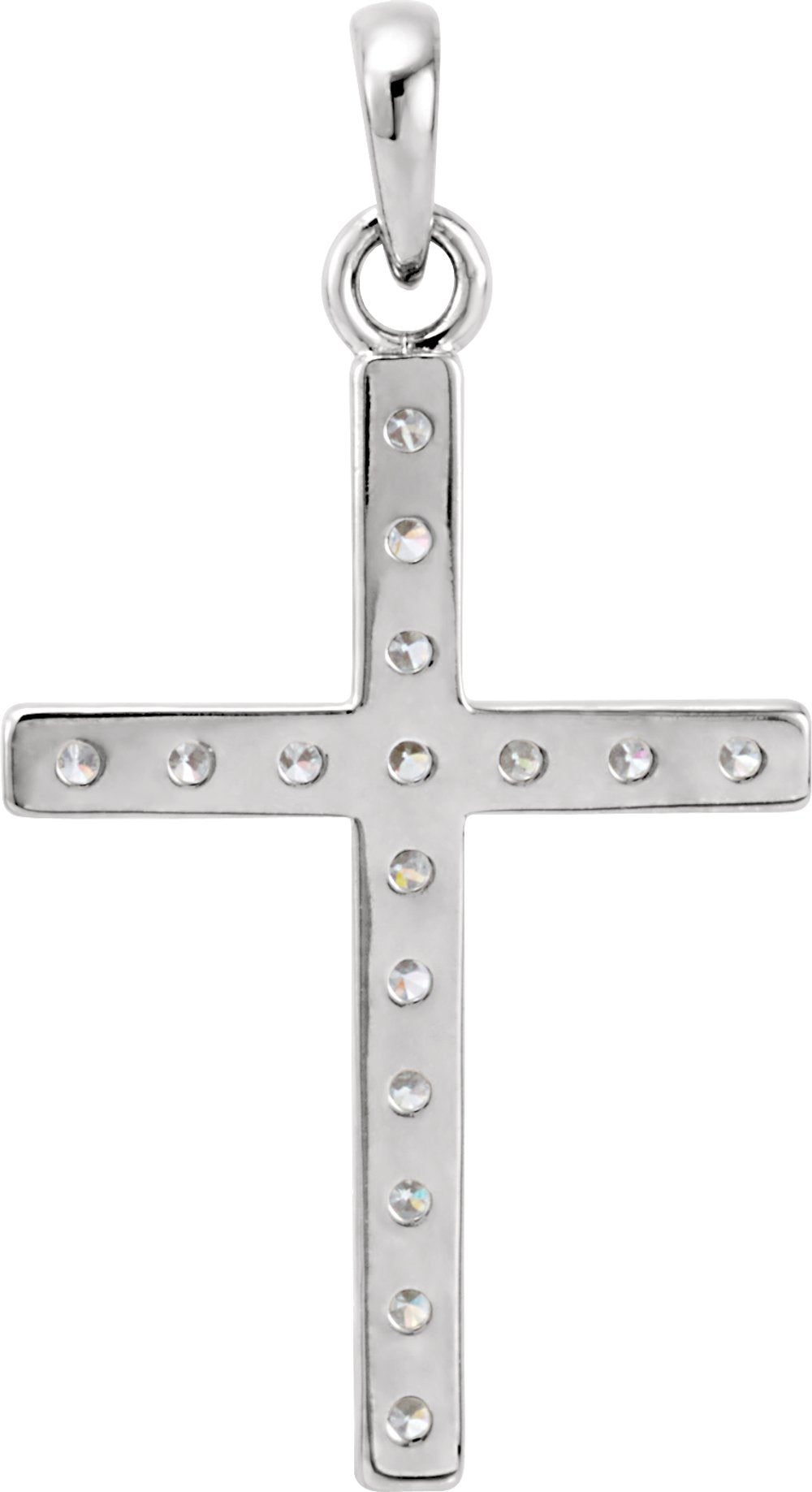 14K White 1/2 CTW Lab-Grown Diamond Cross Pendant