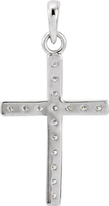 14K White 1/5 CTW Lab-Grown Diamond Cross Pendant