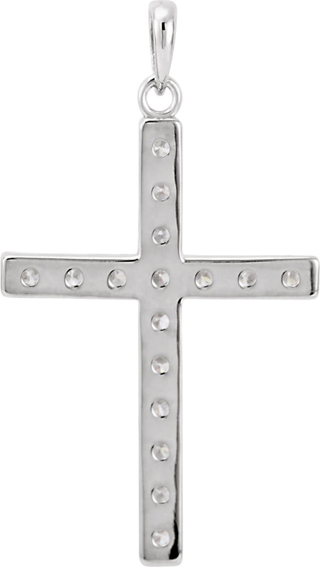 14K White Gold 1 CTW Natural Diamond Cross Pendant