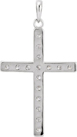 14K White 3/4 CTW Lab-Grown Diamond Cross Pendant