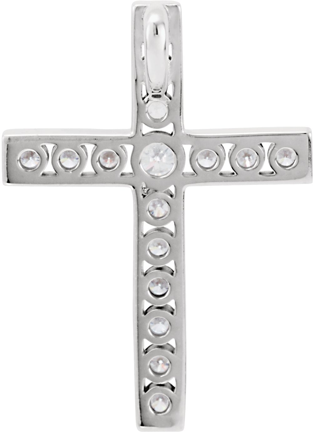 14K White 1/2 CTW Natural Diamond Cross Pendant