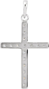 14K White 3/4 CTW Natural Diamond Cross Pendant