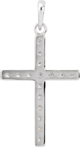 14K White Gold 1/4 CTW Natural Diamond Cross Pendant