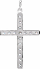 14K White Gold 1 3/8 CTW Natural Diamond Cross Pendant