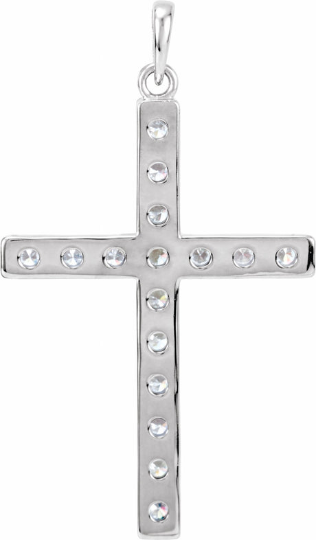 14K White Gold 1 3/8 CTW Natural Diamond Cross Pendant
