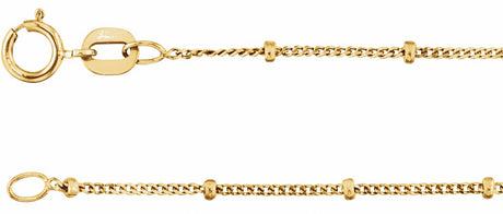14K Yellow Gold 1 mm Beaded Curb 18" Chain