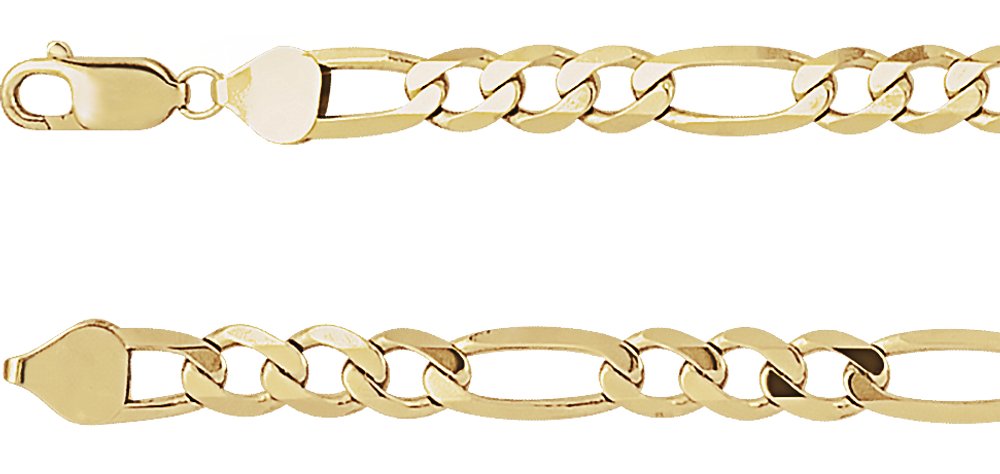 14K Yellow Gold 6.5 mm Figaro 7" Chain 

