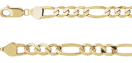 14K Yellow Gold 6.5 mm Figaro 7" Chain 
