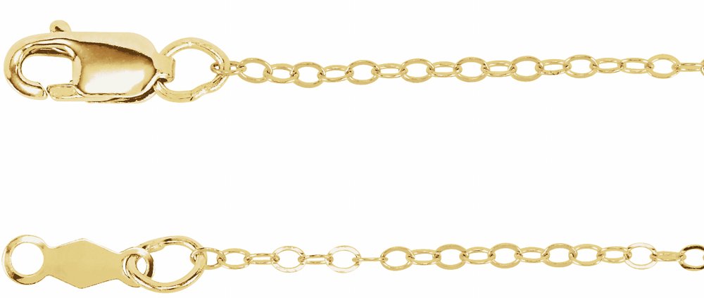 14K Yellow Gold 1.3 mm Flat Cable 7" Cable 