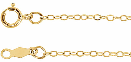 14K Yellow Gold 1.3 mm Flat Cable 7" Chain