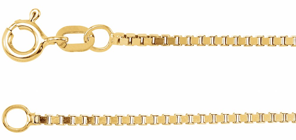 14K Yellow Gold 1.3 mm Diamond-Cut Box 7" Chain