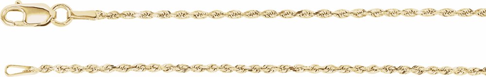 14K Yellow 1.3 mm Diamond-Cut Rope 18" Chain