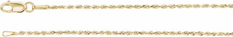 14K Yellow 1.3 mm Diamond-Cut Rope Rope 7" Chain