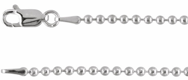 Sterling Silver 2 mm Hollow Bead 16" Chain
