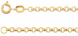 14K Yellow 2.5 mm Hollow Diamond-Cut Rolo 7" Chain 