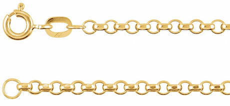 14K Yellow Gold 2.5 mm Hollow Diamond-Cut Rolo 7" Chain 