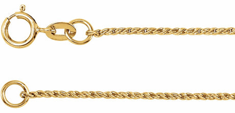 14K Yellow Gold 1 mm Twisted Wheat 7" Chain
