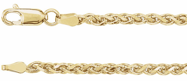 14K Yellow Gold 2.75 mm Diamond-Cut Wheat Chain 7" Chain