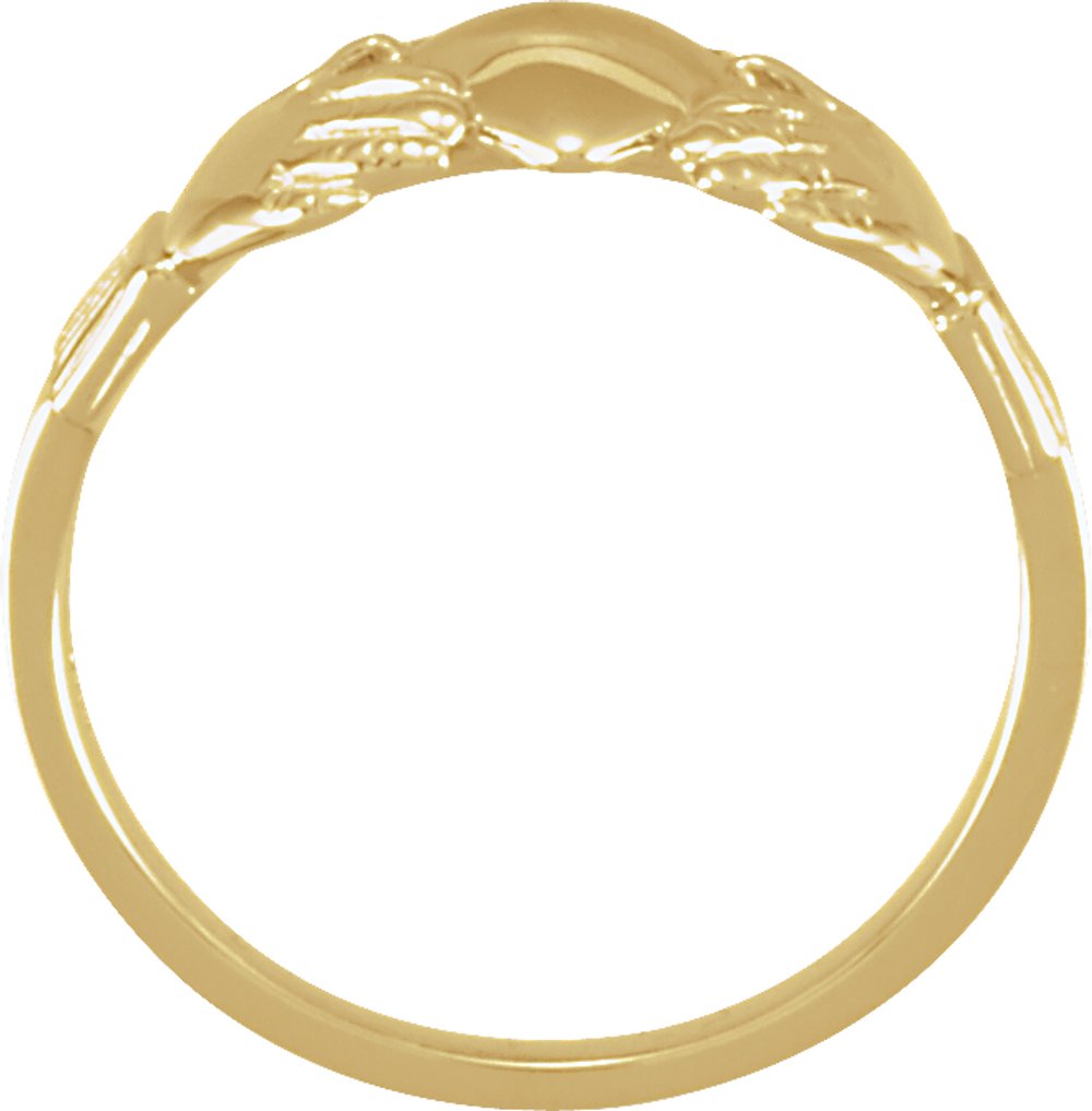 14K Yellow Gold 14x12 mm Claddagh Band