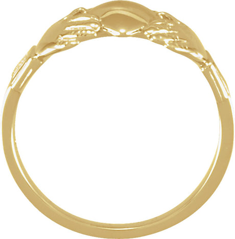 14K Yellow Gold 14x12 mm Claddagh Band