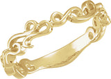 14K Yellow 4 mm Scroll Design Band