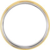 14K White/Yellow/White 7.5 mm Flat Edge Band