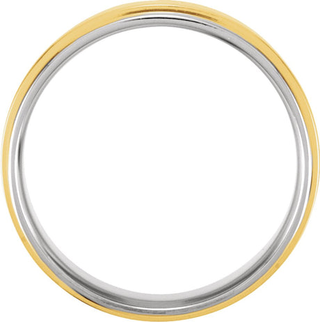 14K White/Yellow/White 7.5 mm Flat Edge Band