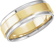 Platinum & 18K Yellow Gold & Platinum Inlay 7.5 mm Flat Comfort-Fit Band Size 9