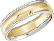 14K White/Yellow/White Gold 6 mm Grooved Comfort-Fit Half Round Band Size 9.5